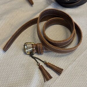 Brown Leather Belt with Tassels